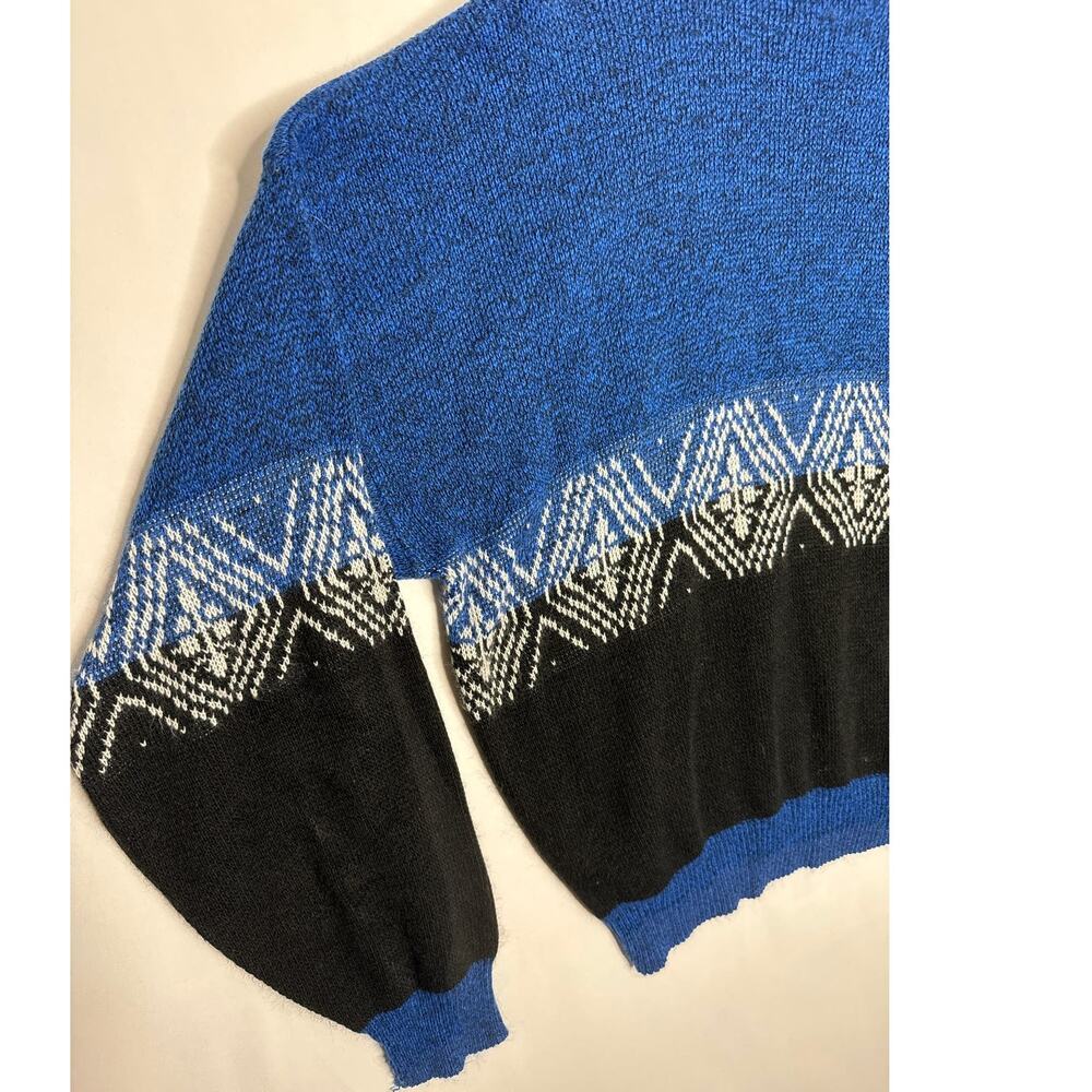 Vintage Y2K Turnabout crew neck multipattern sweater blue, black & white size XL - Picture 9 of 9